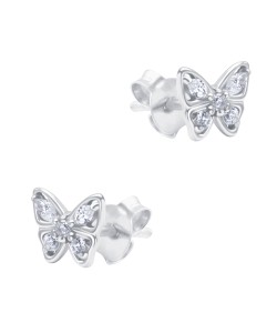 Butterfly Shaped CZ Silver Stud Earring STS-6484